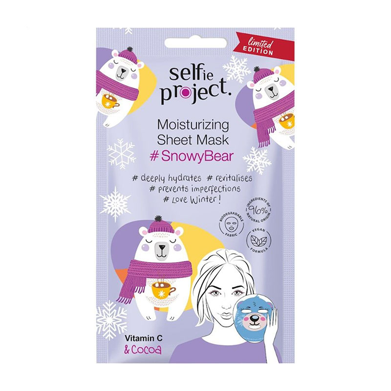 Зволожувальна тканинна маска для обличчя Selfie Project Moisturizing Sheet Mask Snowy Bear, 1 шт